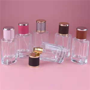 40ml Color Cap Clear Glass Spray Refillable Perfume Bottles Glass Empty Cosmetic Container For Travel