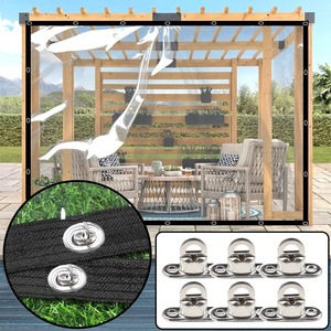 Bâche transparente d'extérieur personnalisable <span class=keywords><strong>avec</strong></span> verrous torsadés, rideau de <span class=keywords><strong>pergola</strong></span> transparent, écran coupe-vent détachable pour terrasse et balcon - Product Image 1
