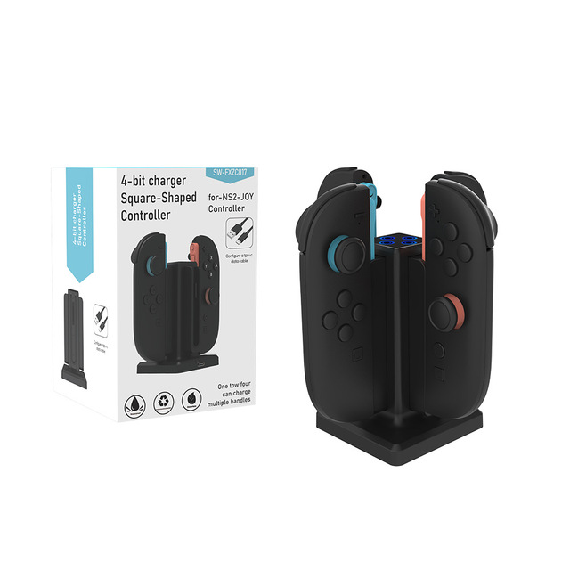 Magnetic RGB Dual-Side 12W Fast Charging Dock for Nintendo Switch 2 Joy-Con Controllers 4-in-1 Accessories
