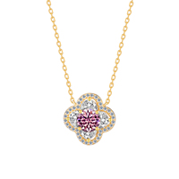 NORELLE 1ct Collier Trèfle à Quatre Feuilles D Couleur VVS Collier Moissanite en Argent Sterling 925 avec Placage Platine Pendentif Chanceux