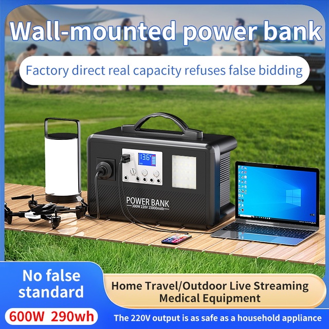 Portable LiFePO4 Solar Generator Modified Sine Wave 500W MPPT Mobile Power Supply External Battery Flashlight Car RV Port USB-C