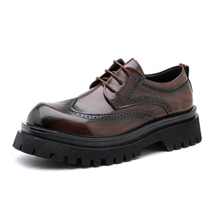 IStapromo Gifts Chaussures pour hommes à plateforme rehaussante, style décontracté anglais, marron, pour l'été et les mariages - Product Image 3