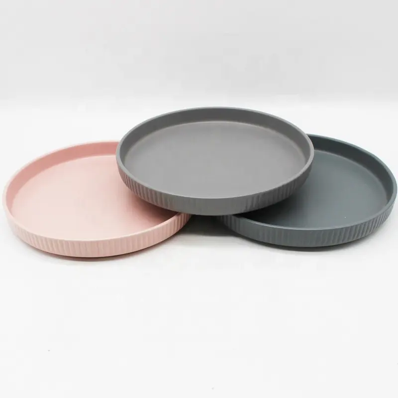 Матовая разноцветная тарелка для пиццы в скандинавском стиле, керамическая круглая тарелка из керамики с тиснением