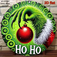 Panneau de Noël rond en bois à suspendre, Plaque de porte en bois avec boule de Noël verte imprimée en 2D, Décoration intérieure de Noël