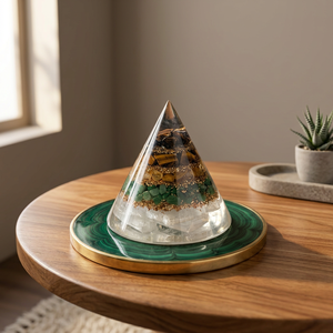 Pyramide d'orgonite Dhan Yog Organ, cône en cristal, pierre semi-précieuse, artisanat en résine, fait main, décoration religieuse, cadeau spirituel - Product Image 2