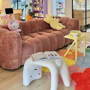 Tabouret à chaussures confortable en forme de chat avec revêtement en polaire doux - Parfait pour les enfants et la décoration intérieure moderne - Product Image 2