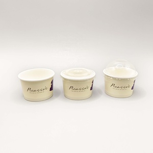 Vente en gros de gobelets en papier personnalisés écologiques de 3 oz (145 ml) pour desserts glacés, yaourts glacés, crèmes glacées à emporter avec couvercles - Product Image 1