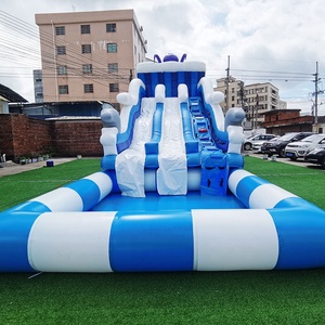 Commercial Inflatable PVC Water <strong>Slide</strong> with <strong>Swimming</strong> <strong>Pool</strong> for Kids &amp; Adults Double Lane Customizable Color &amp; Logo Custom Size - Product Image 1