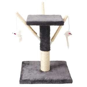 Mainan gantung pohon kucing Modern Multifungsi, tiang goresan kayu mewah, tiang tali Sisal, mainan gantung untuk anak kucing dalam ruangan, karton - Product Image 1