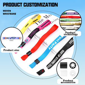 Pulsera de tela de boda personalizada de alta calidad, muñequeras de tela con logotipo personalizado, pulsera para fiestas, eventos, pulsera tejida para festivales - Product Image 4
