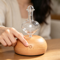 Diffuseur d'huiles essentielles sans eau, à brancher, avec base en bois, nébulisation 25 ml