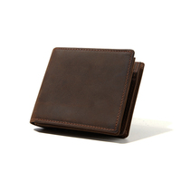 AndoBag dompet pendek RFID untuk pria, dompet pendek kulit kuda gila Retro, dompet koin lipat dua kulit sapi asli 1406