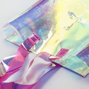 New Ideas Custom Logo PVC TPU Jelly Hologram Storage <b>Bags</b> Waterproof Clear <b>Beach</b> Shopping Tote Coffee <b>Bags</b> Jelly Effect for - Product Image 4