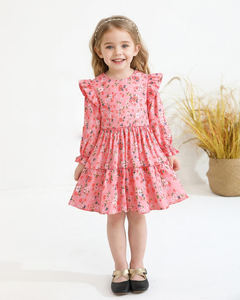 Abito Personalizzato per <span class=keywords><strong>Bambina</strong></span> con Maniche Lunghe a Volant, <span class=keywords><strong>Vestito</strong></span> Casual Floreale Boho, Outfit Carino e Morbido per l'Inverno e l'Autunno - Product Image 3