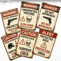Plaque Murale Métallique Amusante « Interdiction de Sollicitation Papa avec Pistolet » – Décoration Humoristique pour Garage, Bar, ou Caverne Masculine – Plaque de Porte Sécurité Drôle
