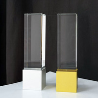 Trophées en cristal transparent avec base en métal doré ou argenté, trophées en verre MH-T457