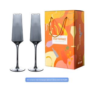 Verres en cristal de style européen, gobelets colorés, verres à dessert ambrés fumés, flûtes à champagne, ensemble cadeau de 2 pièces, emballage en mousse - Product Image 6