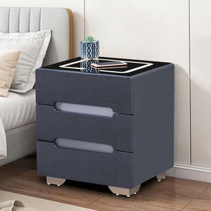 Luxury <strong>White</strong> <strong>Black</strong> Smart Wireless Charging Led Lights Floating Drawer Nightstand <strong>Bedside</strong> <strong>Table</strong> Bedroom Furniture Storage Drawers - Product Image 3