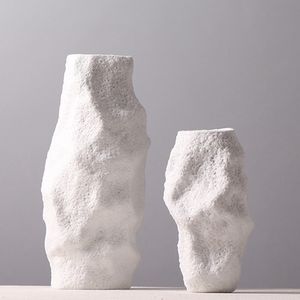 Vaso in ceramica di pietra bianca elegante nuovo stile cinese concavo - Product Image 2