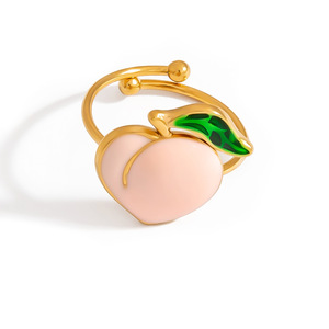 Fruit Shape <b>Adjustable</b> <b>Ring</b> Stainless Steel Jewelry Unisex Party Accessory - Product Image 4