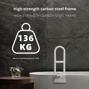 Barre d'appui antidérapante moderne pour baignoire, revêtement en poudre, capacité de charge de 250 lb, pour les personnes âgées et les femmes enceintes, pour prendre un bain en toute sécurité - Product Image 3