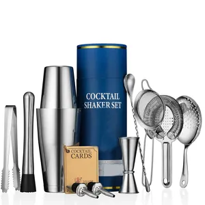 Custom Direct Factory Copper Bar Kit Barware tools set Stainless Steel Boston Cocktail Shaker Set