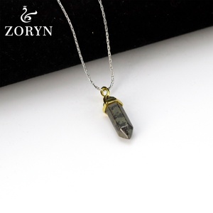 Colgante de Cristal de Piedra Natural con Bisel Chapado en Oro, Cadena de Plata, Estilo Boho Vintage, de Acero Inoxidable, para Hombres y Mujeres - Product Image 2