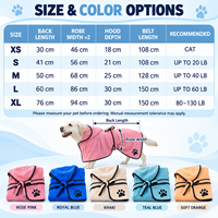 Peignoir de bain pour chien en microfibre personnalisé, à capuche, serviette de séchage rapide et absorbante pour animaux de compagnie, avec logo brodé, vente en gros