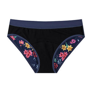 Venta al por mayor de ropa interior menstrual lavable con estampado de flores Cullote 4 capas bragas de algodón a prueba de fugas para mujer - Product Image 5