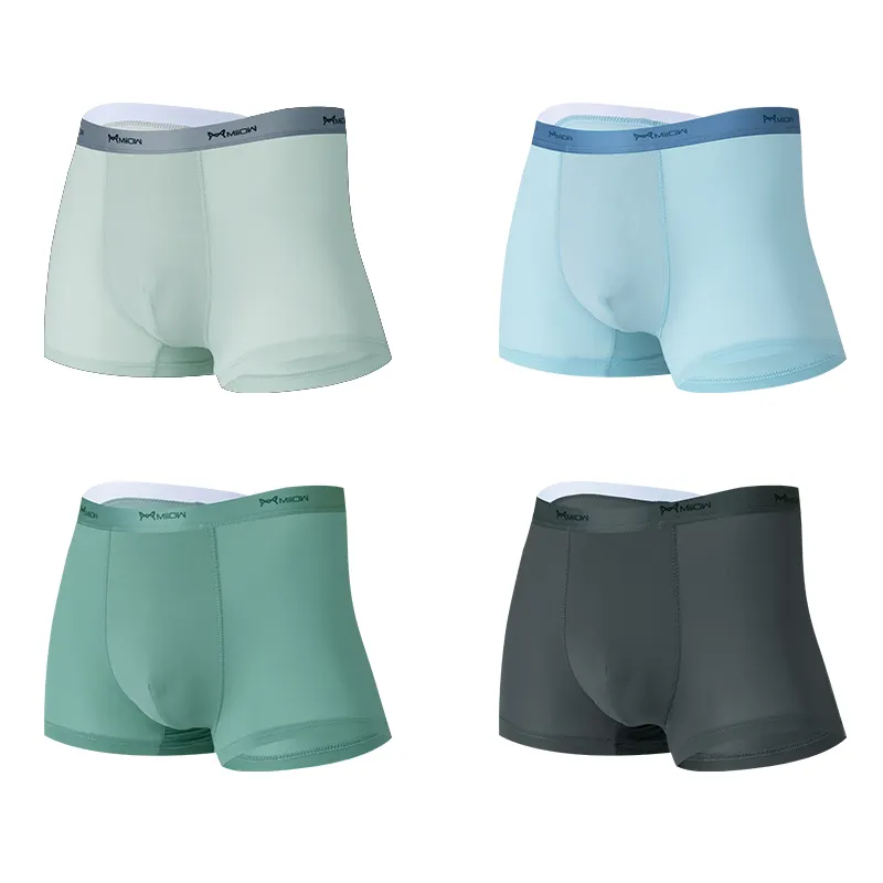 4PCS men's underwear new solid color ice silk a variety of colors with fresh and breathable men's boxer briefs