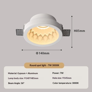 Lampe artistique en plâtre pour salon, chambre à coucher, salle à manger, bureau, projecteur anti-éblouissement, source de lumière COB, CRI 95 - Product Image 6
