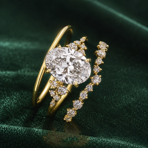 Set di Tre Anelli Impilabili con Zirconi Geometrici per Donne, Gioielli Eleganti e Scintillanti alla Moda - Product Image 5