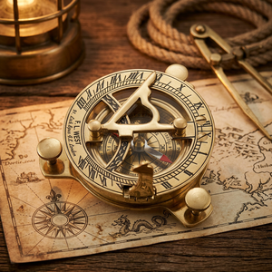 Handmade Polished Brass Round Sundial Compass Antique Nautical Marine Decorative Sculpture <b>Vintage</b> <b>Desk</b> Ornament Gift - Product Image 2