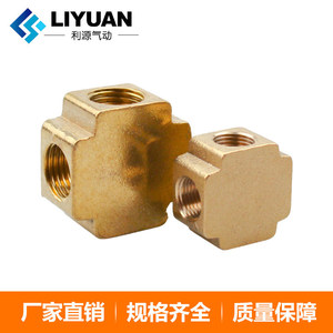ข้อต่อทองเหลืองทรงสี่เหลี่ยม LiYuan แบบเกลียว 1/2/3 ทาง แบบสามทาง/แบบกากบาท DN6/8/10 ข้อต่อท่อลม - Product Image 5
