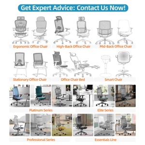 Cao trở lại điều hành Ghế văn phòng <span class=keywords><strong>Ergonomic</strong></span> thiết kế điều chỉnh tay vịn thắt lưng hỗ trợ xoay chức năng vải chất liệu màu trắng - Product Image 5