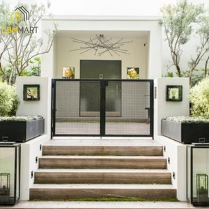 CBMmart fábrica personalizada residencial hierro forjado exterior patio jardín columpio acero forjado entrada blanco y negro puertas <span class=keywords><strong>de</strong></span> hierro - Product Image 5