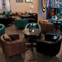 Ensemble de mobilier de bar à vin de luxe, club de nuit commercial, canapé en cuir personnalisé, sièges de stand, bistro, cocktail, salon VIP, fauteuil
