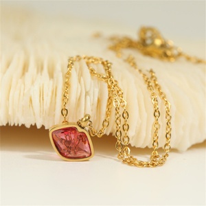 Creative Jewelry 18k Gold Plated Stainless Steel Zircon Lip Pendant <b>Necklace</b> for Women - Product Image 5