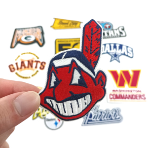 Patch brodé personnalisé fait main MLB <span class=keywords><strong>Cleveland</strong></span> <span class=keywords><strong>Indians</strong></span> en sergé avec bordure découpée au laser et couleur personnalisée pour casquettes - Product Image 5
