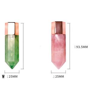 Mini bouteille <span class=keywords><strong>de</strong></span> parfum en cristaux <span class=keywords><strong>de</strong></span> pierres précieuses, bouteille avec boule à rouler, huile essentielle <span class=keywords><strong>de</strong></span> <span class=keywords><strong>Quartz</strong></span> <span class=keywords><strong>Rose</strong></span> - Product Image 2