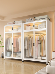 Armario Moderno de Acero Resistente, Independiente, con Puertas de Vidrio y Estantes Ajustables para Dormitorio, Sala de Estar o Uso en Hoteles - Product Image 3