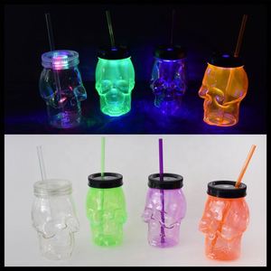 Gobelets lumineux personnalisés avec logo OEM, écologiques, pour fêtes d'Halloween, 480 ml, avec couvercle en forme de tête de fantôme, gobelets en plastique LED qui brillent dans le noir - Product Image 5