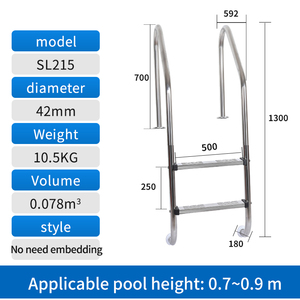 Échelle de <span class=keywords><strong>piscine</strong></span> en acier inoxydable de haute qualité avec marches en plastique, de 2 à 5 marches - Product Image 3
