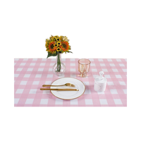 Lot de 3 nappes à carreaux gingham rose et blanc 54x108 pouces, imperméables, jetables, en plastique, pour fête d'anniversaire