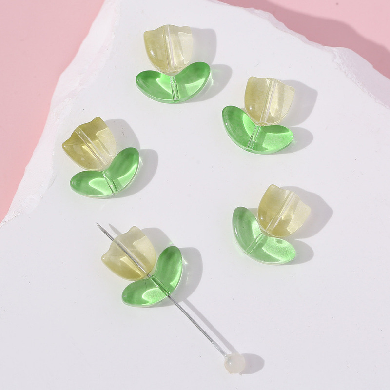 Loose Beads Wholesale Exquisite Gradient Tulip Glass Beads Handmade DIY Bracelet Necklace Jewelry Accessories