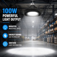 Projecteur LED UFO industriel 100W à haut rendement lumineux 180lm/W, personnalisable ODM/OEM pour l'éclairage commercial des usines, entrepôts et gymnases