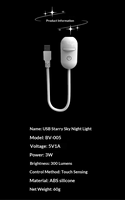Projecteur LED Mini Portable USB Blanc Moderne Ultra Clair, Lampe Romantique Galaxie Étoile Aurore, Veilleuse Ambiante pour Chambre, Maison, Voiture