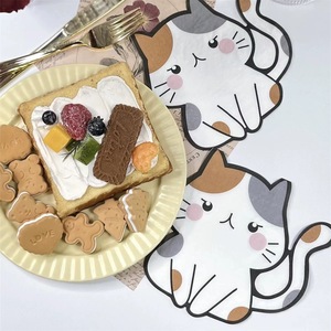 Niedliche Katzenmuster-Servietten für Kinder, 2-lagig, 4-fach gefaltet, bunt, aus reinem Zellstoff, 33x33cm, im Beutel, für Geburtstagsfeiern - Product Image 1