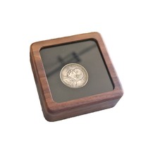Boîte en bois massif de noyer sculptée pour pièces commémoratives de dix centimètres, coins arrondis, pour pièces d'argent, de dollar, de or et de cuivre