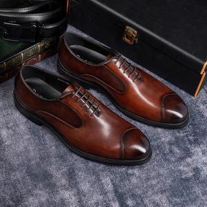 Zapatos Formales de Negocios para Hombre, Modernos, con Cordones, de Caña Baja, Hechos a Mano, con Parte Superior de Cuero Vacuno, que Aumentan la Altura, Impermeables y Antideslizantes - Product Image 5